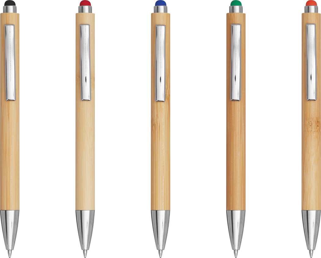 Kugelschreiber TOUCHY mit Bambus-Schaft & Touchpen, bedruckbar