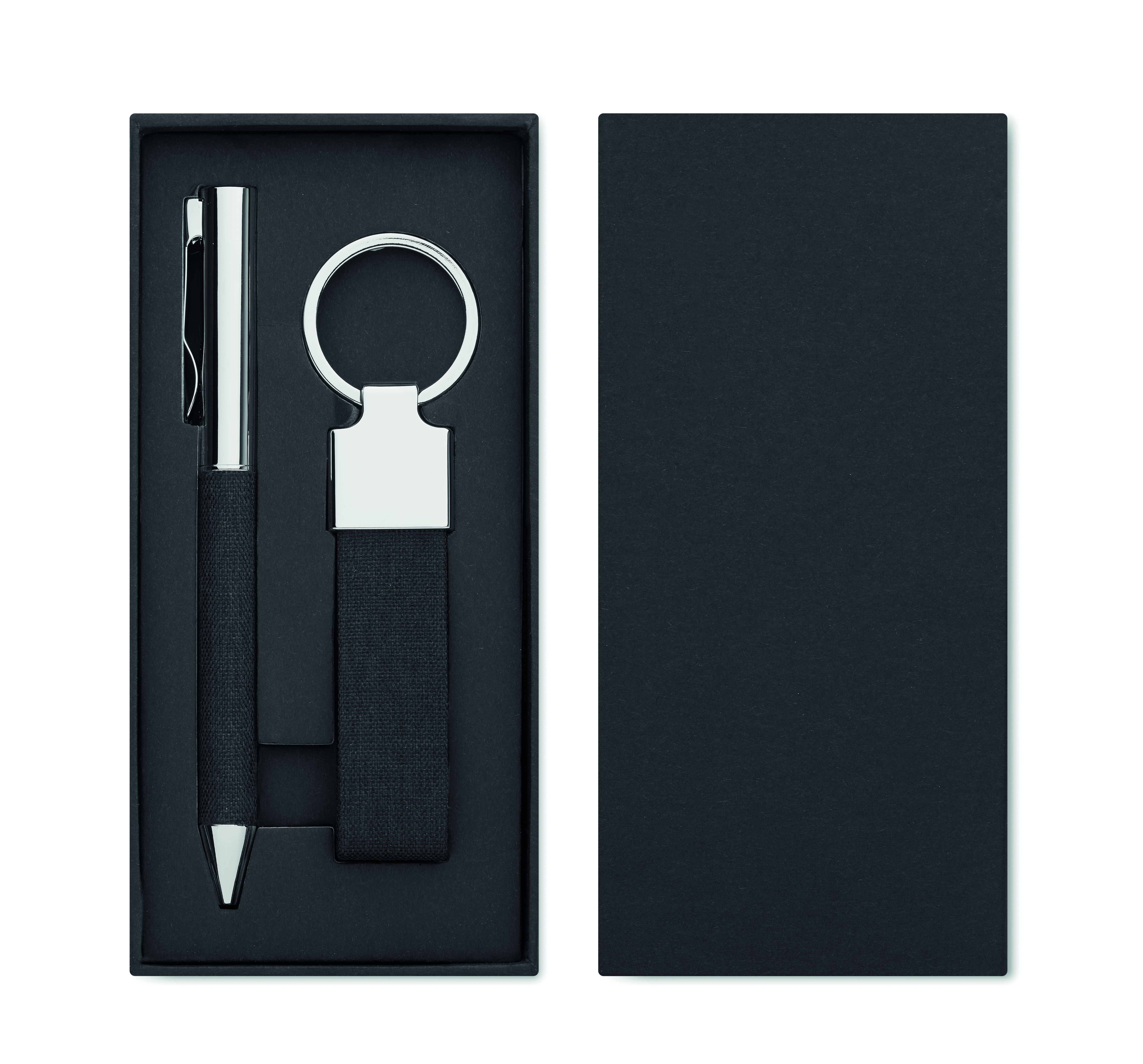 Geschenkset SCRIBI 2 – Metall-Kugelschreiber & Schlüsselring, bedruckbar