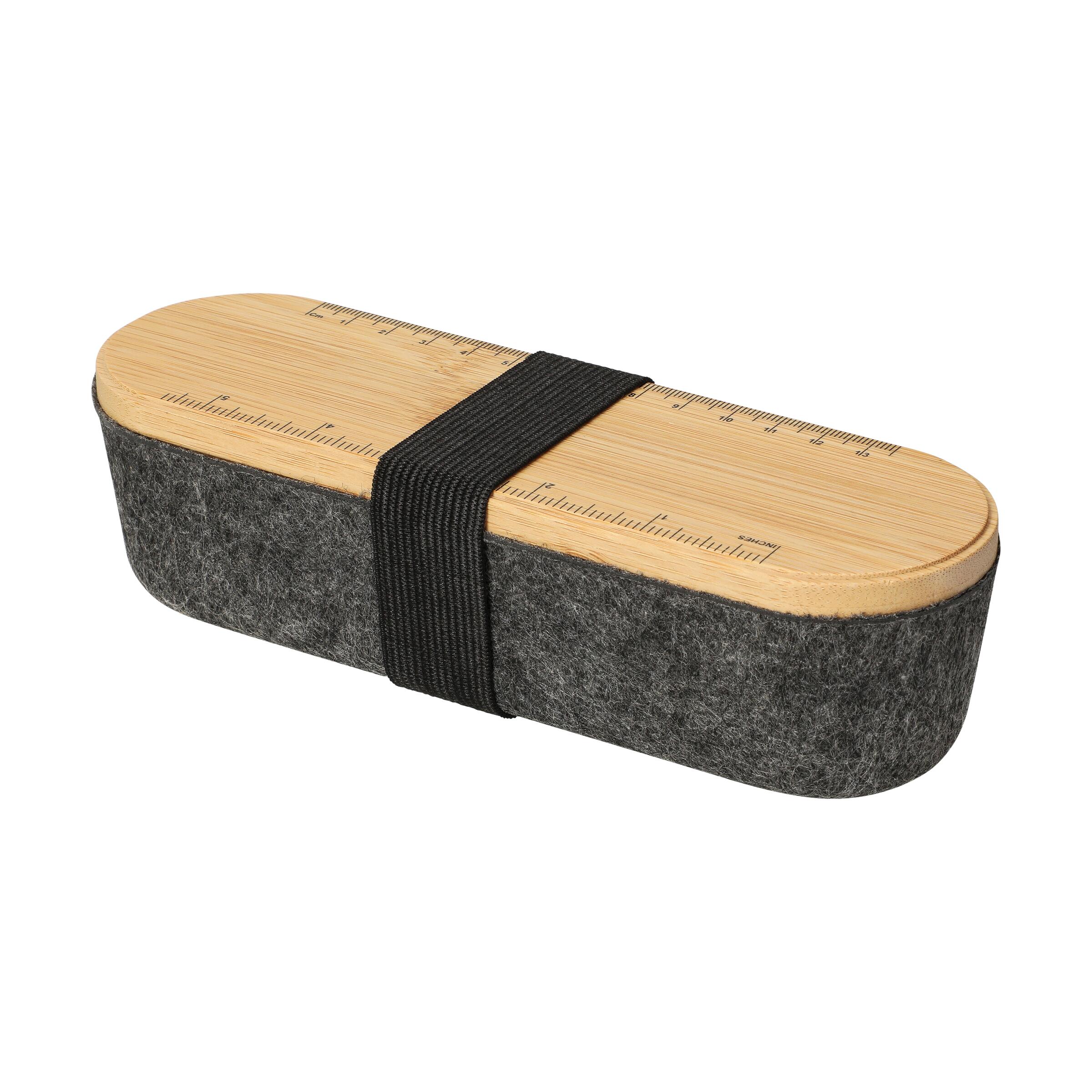 Filz-Organizer "Nubo" – Stiftebox mit Bambusdeckel, bedruckbar