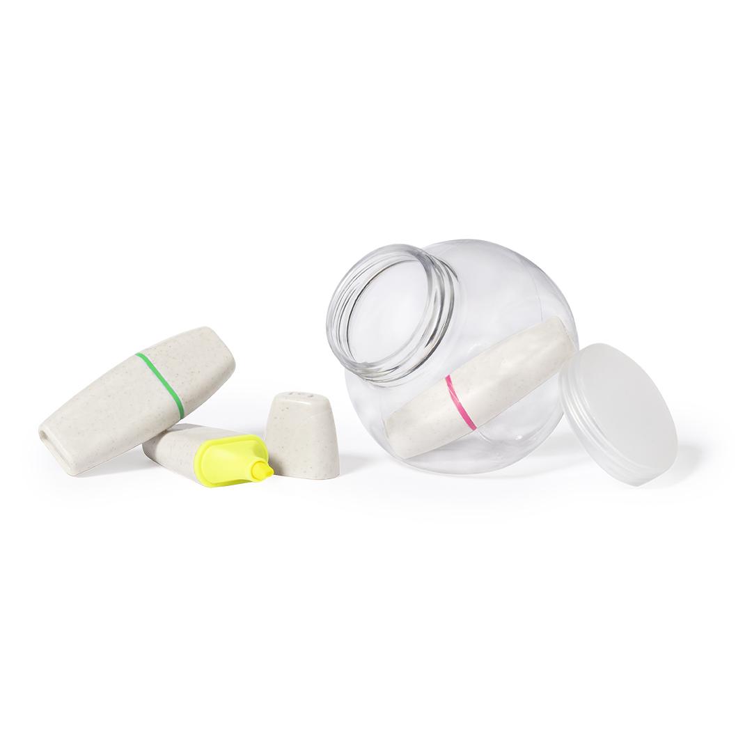 Textmarker Set Toaren aus Weizenstroh & ABS, 3 Farben – bedruckbar
