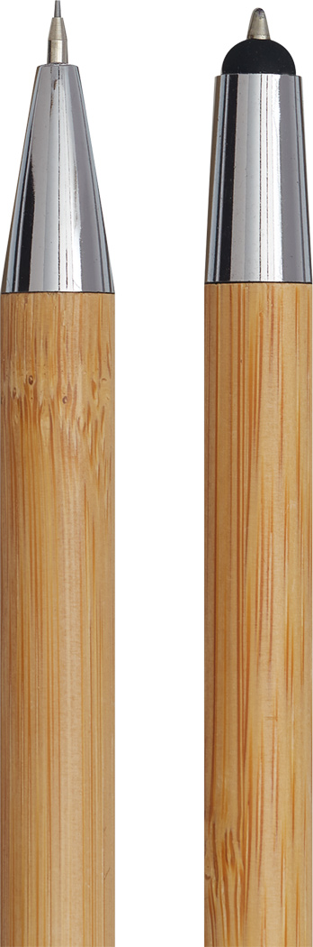 Schreibset DOUBLE BAMBOO – Kugelschreiber & Druckbleistift, Bambus, bedruckbar