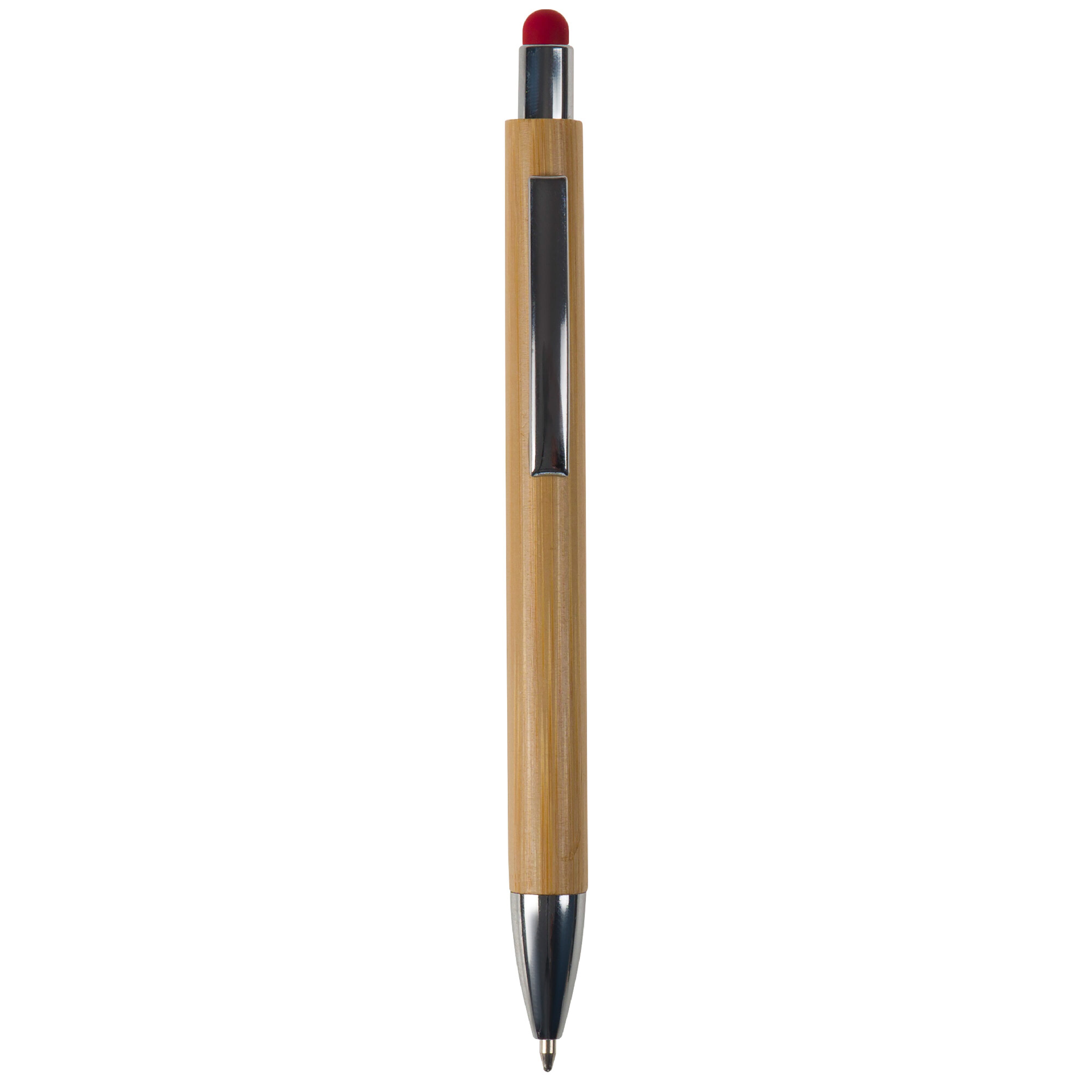Bambus Kugelschreiber New York mit Touchpen & Metallclip, bedruckbar