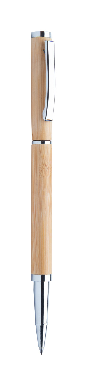 Tintenroller Blorry aus Bambus & Holz – bedruckbarer Werbeartikel, blau