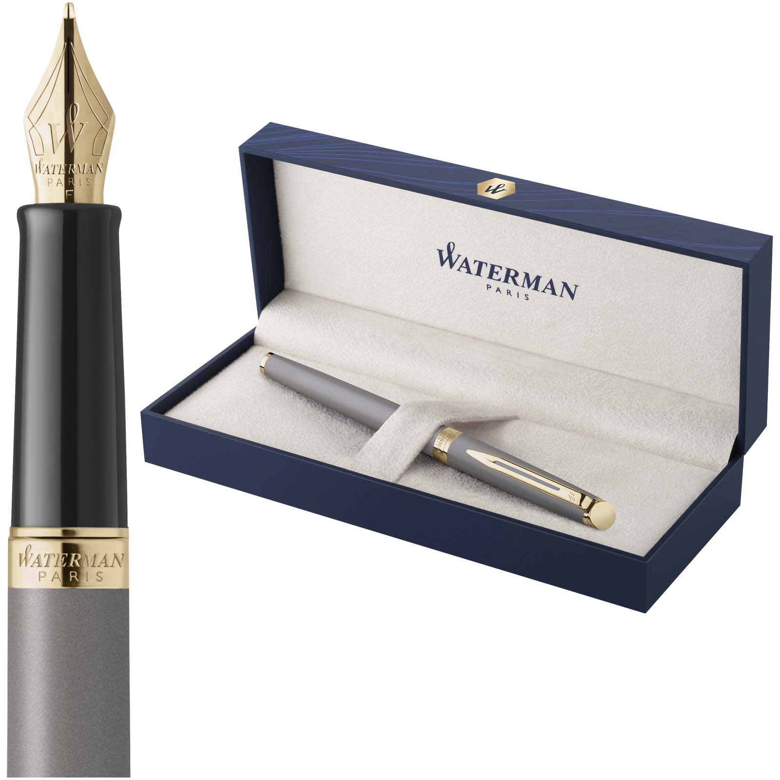 Waterman Hemisphere Füllfederhalter M aus Edelstahl als Werbeartikel