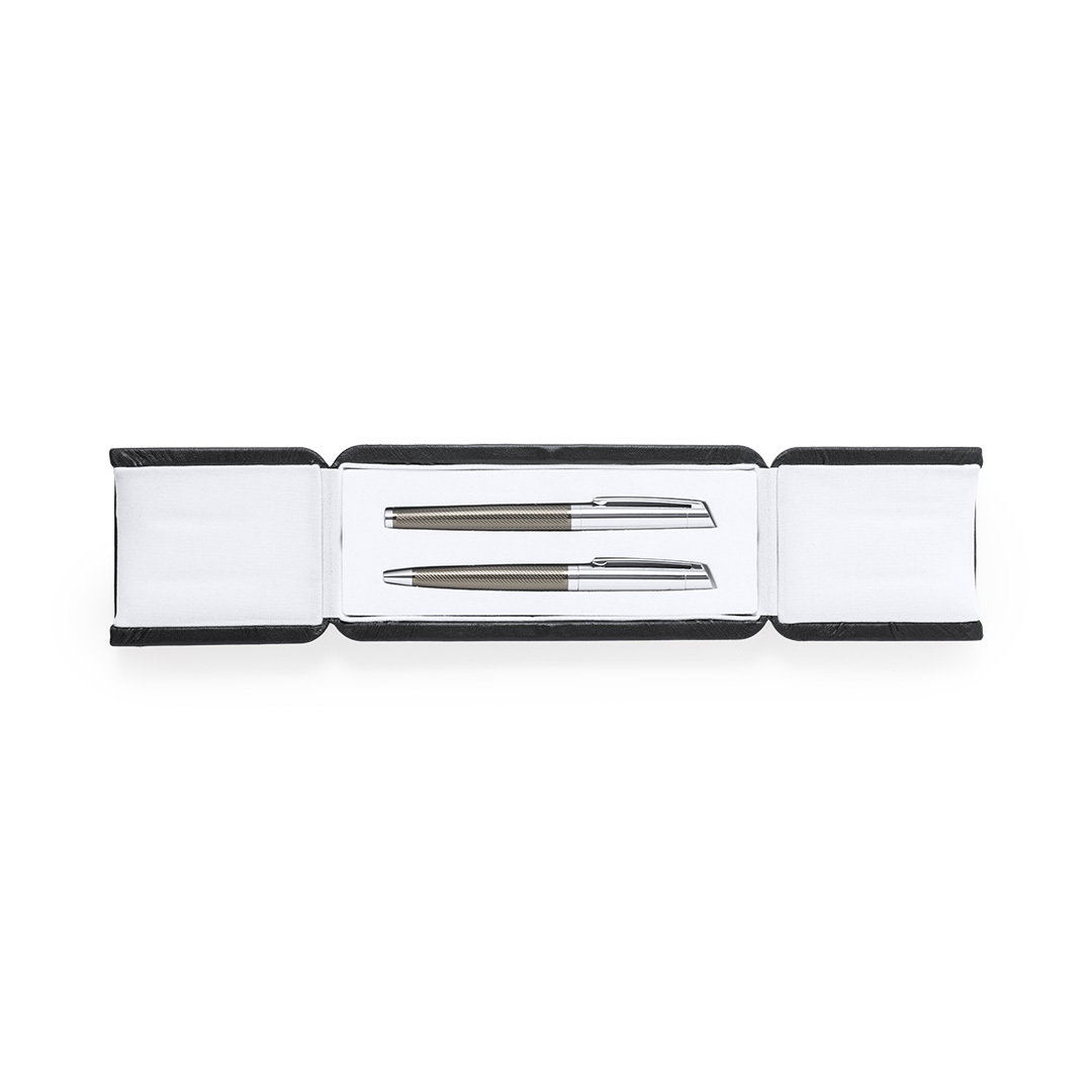Schreibset Williams Metall – Kugelschreiber & Rollerpen im Etui, bedruckbar