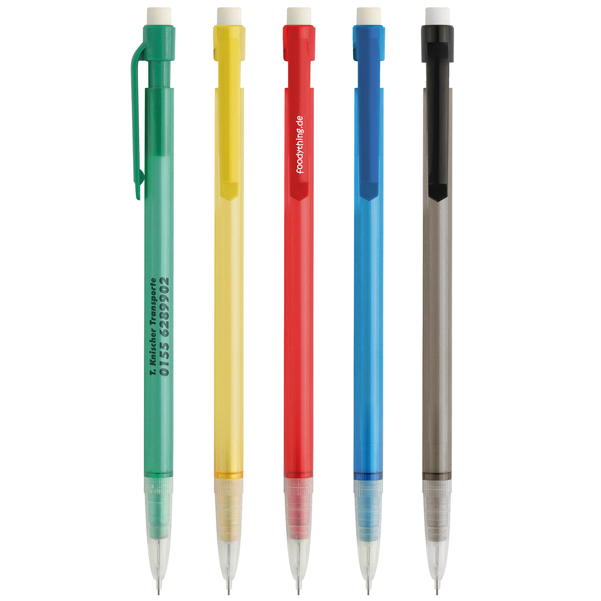 Druckbleistift Pan aus ABS mit Radiergummi, 0,7 mm – Werbeartikel bedruckbar