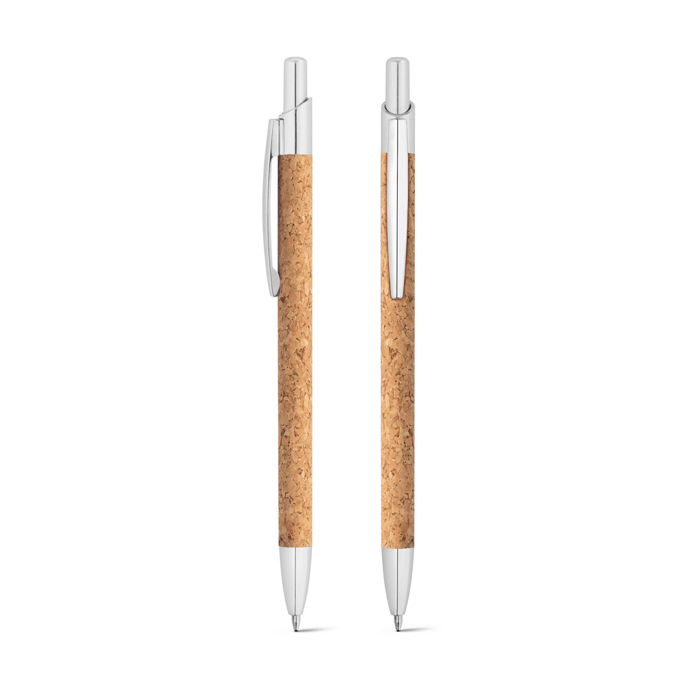 Kugelschreiber aus Kork & recyceltem Aluminium mit Clip – bedruckbar