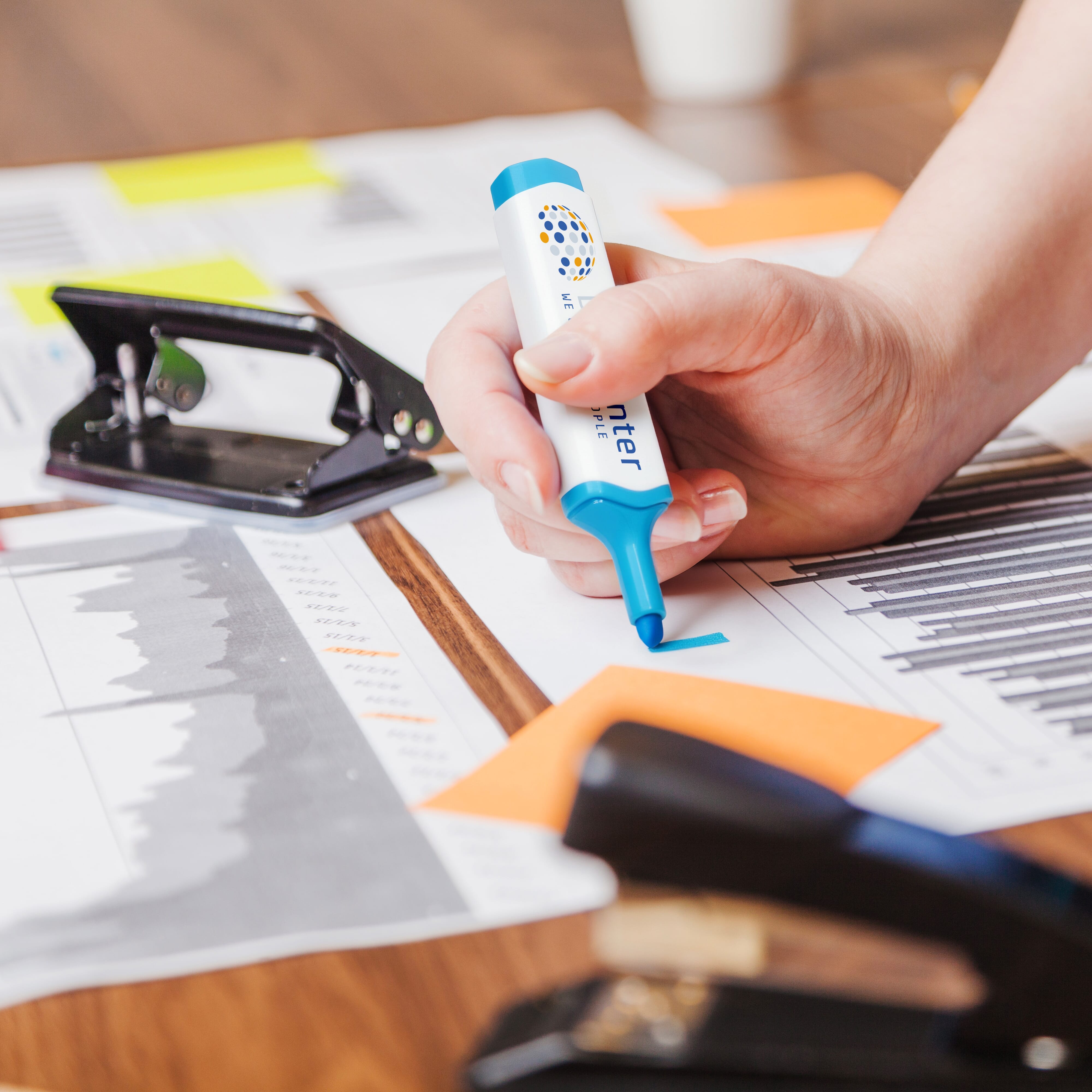 Textmarker als Werbeartikel – ABS-Kunststoff, bedruckbar, viele Farben
