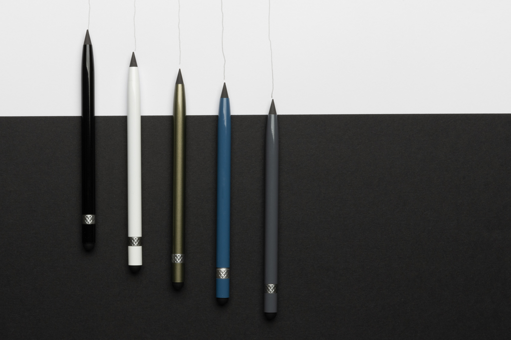 Tintenloser Stift aus Aluminium mit Radiergummi