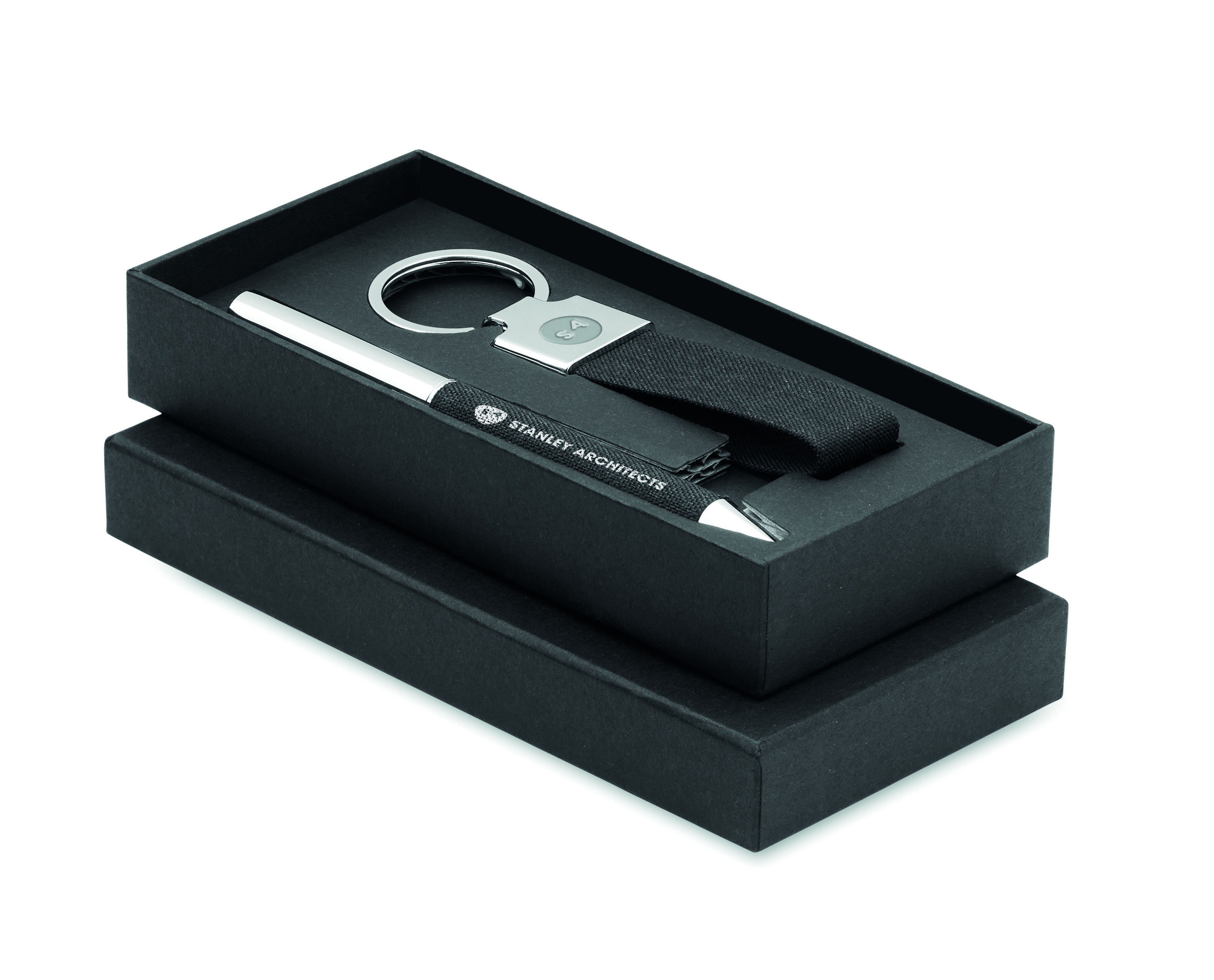 Geschenkset SCRIBI 2 – Metall-Kugelschreiber & Schlüsselring, bedruckbar