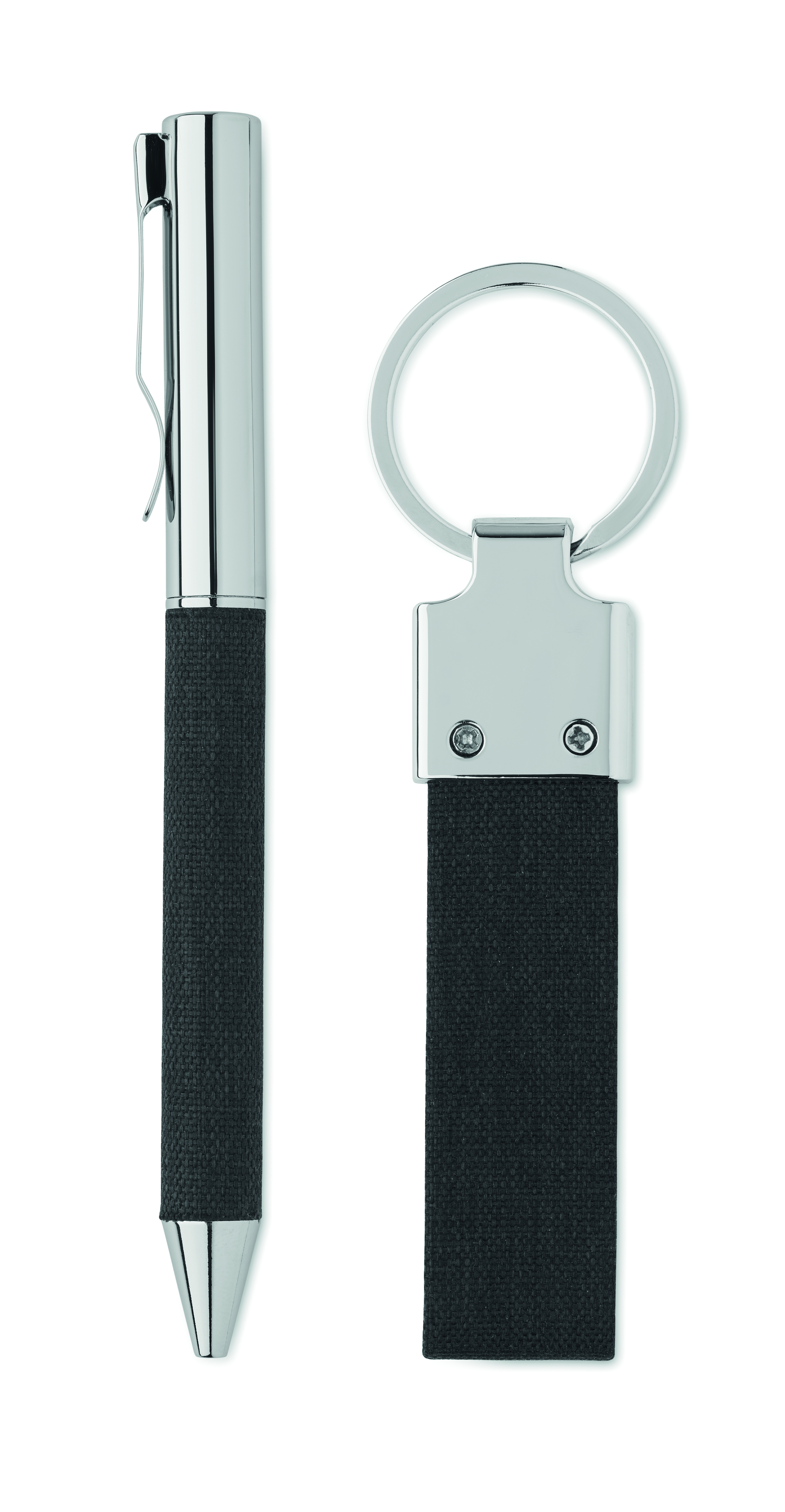 Geschenkset SCRIBI 2 – Metall-Kugelschreiber & Schlüsselring, bedruckbar