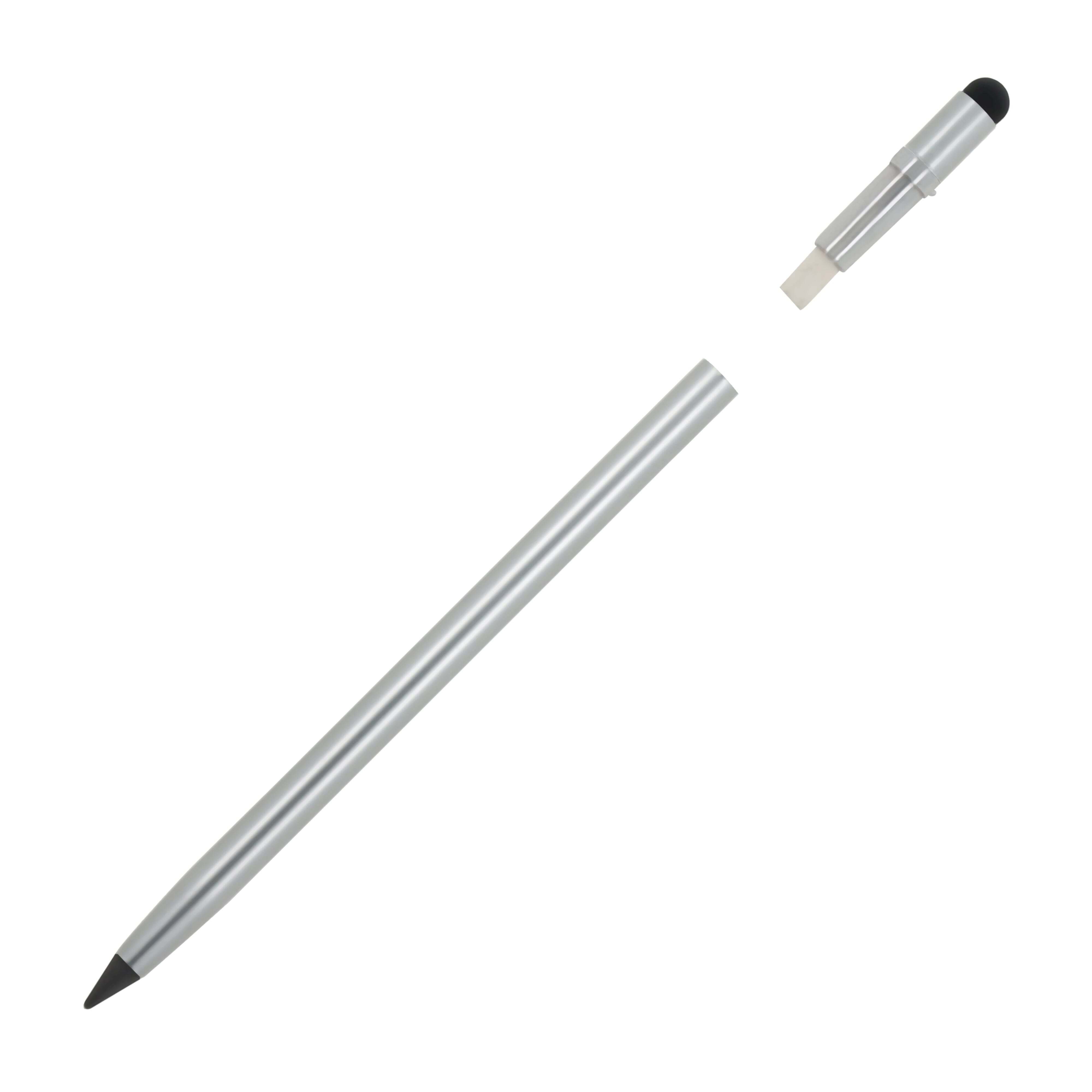 Aluminiumbleistift mit Radiergummi als Werbeartikel - langlebig, Graphitspitze