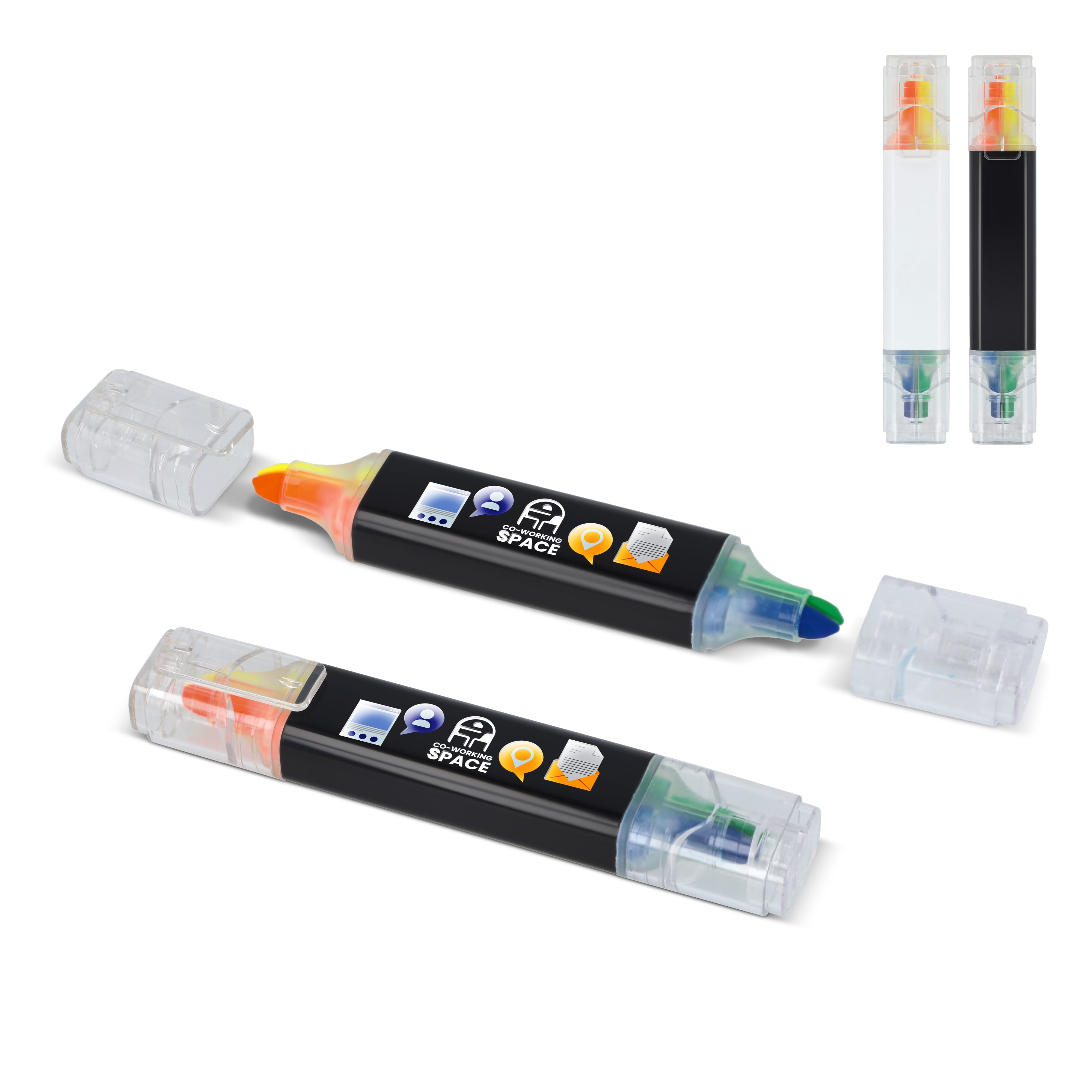 4-in-1-Textmarker als Werbeartikel - 4 Schreibfarben, bedruckbar