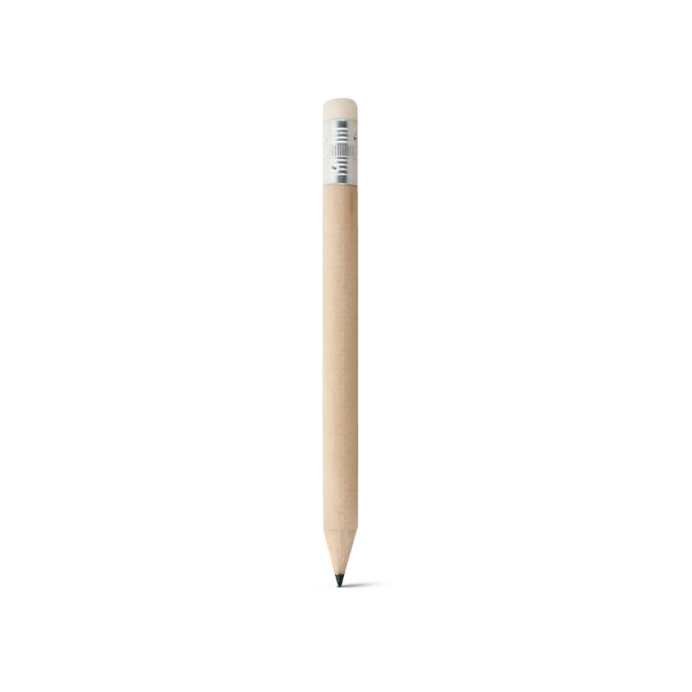 Mini-Bleistift BARTER aus Holz mit Radiergummi, Härtegrad HB, bedruckbar