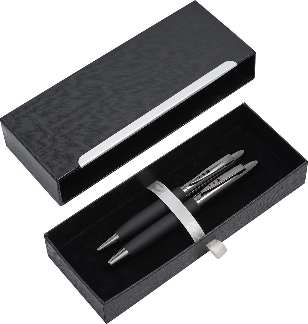 Schreibset BLACK ELEGANCE - Kugelschreiber & Füllfederhalter, Werbeartikel