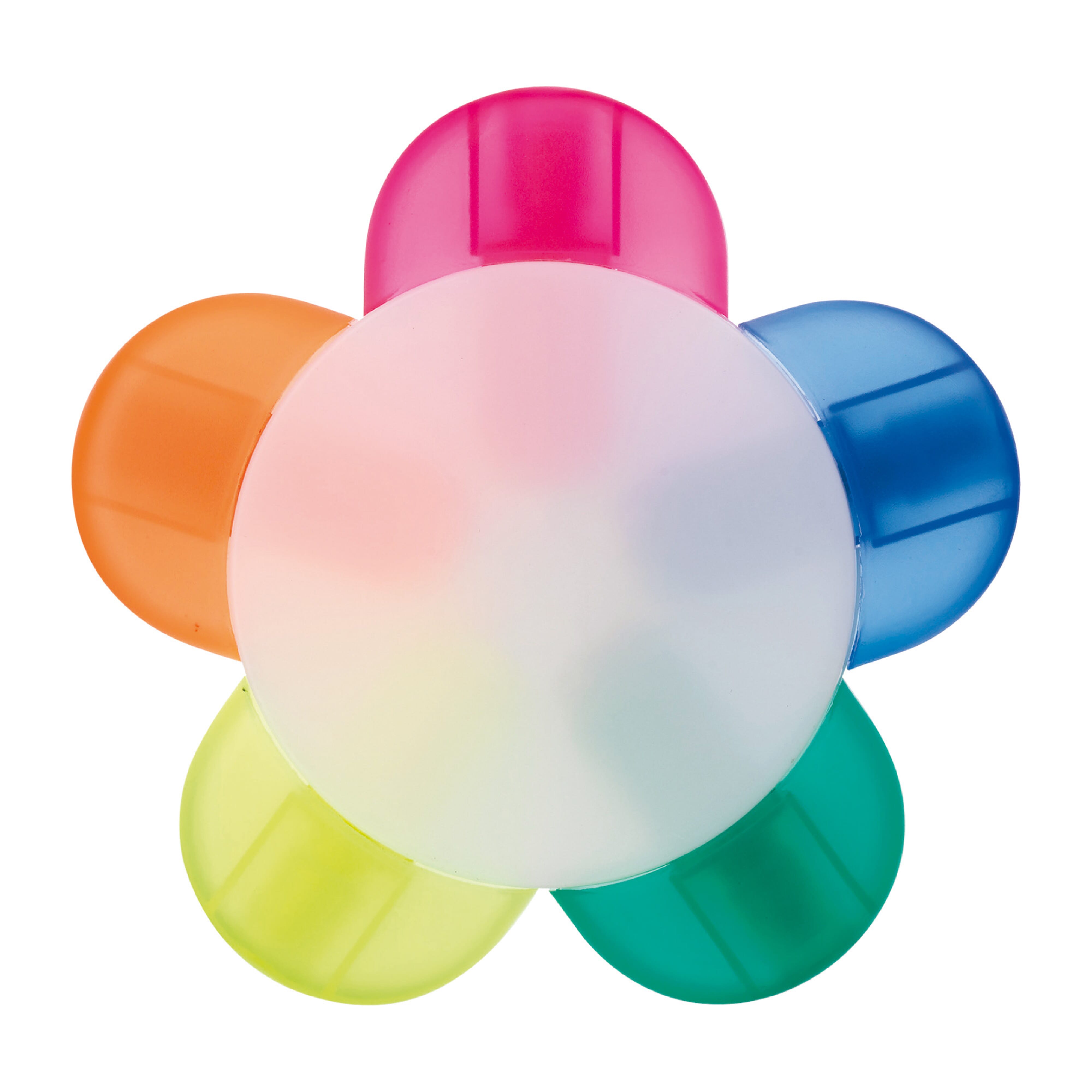 Textmarker Blume aus ABS mit 5 Farben – bedruckbarer Werbeartikel