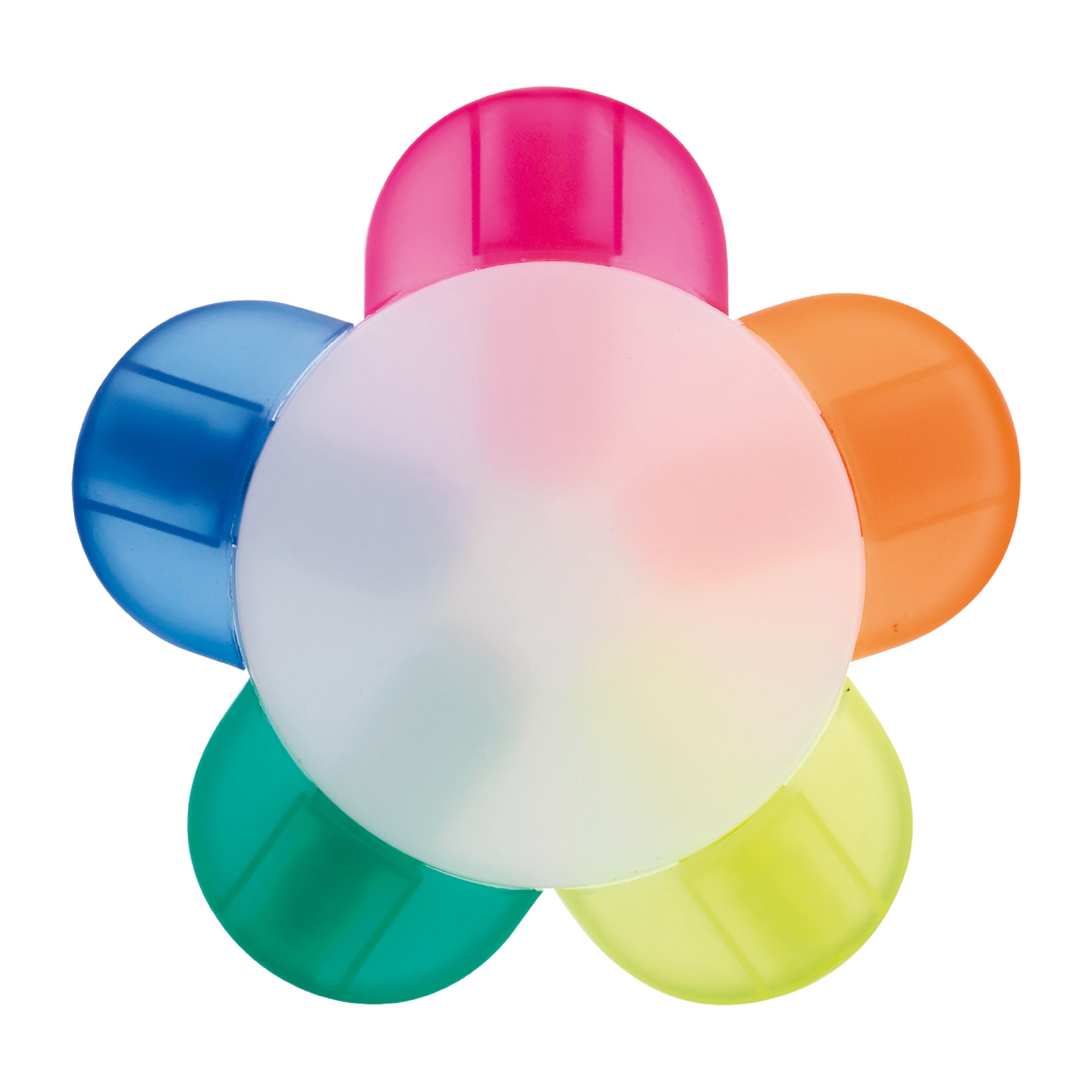 Textmarker Blume aus ABS mit 5 Farben – bedruckbarer Werbeartikel