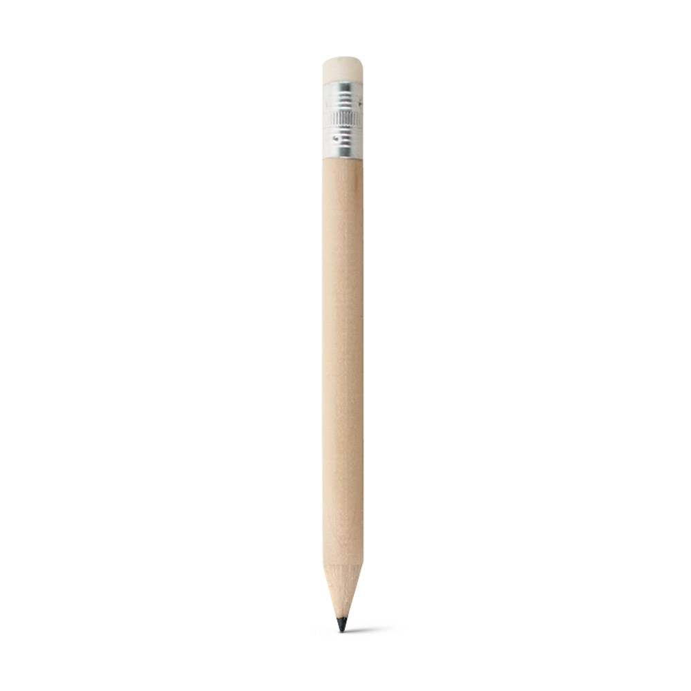 Mini-Bleistift BARTER aus Holz mit Radiergummi, Härtegrad HB, bedruckbar