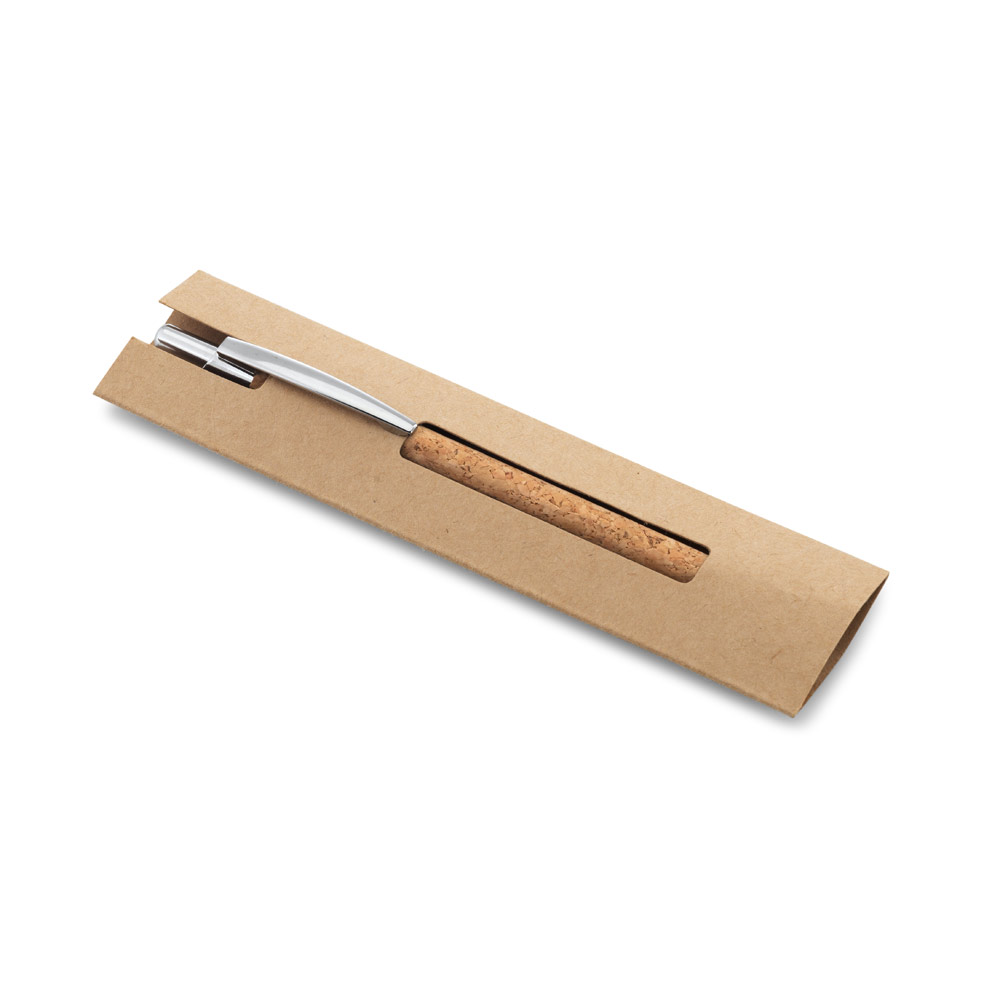 Kugelschreiber aus Kork & recyceltem Aluminium mit Clip – bedruckbar