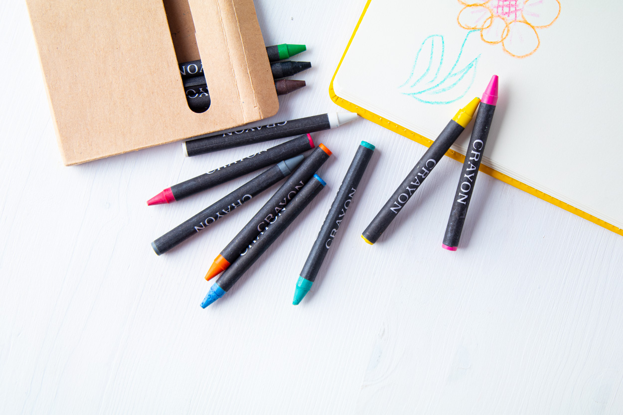 Wachsmalstift-Set Lola 12-tlg. – bedruckbare Malstifte als Werbeartikel