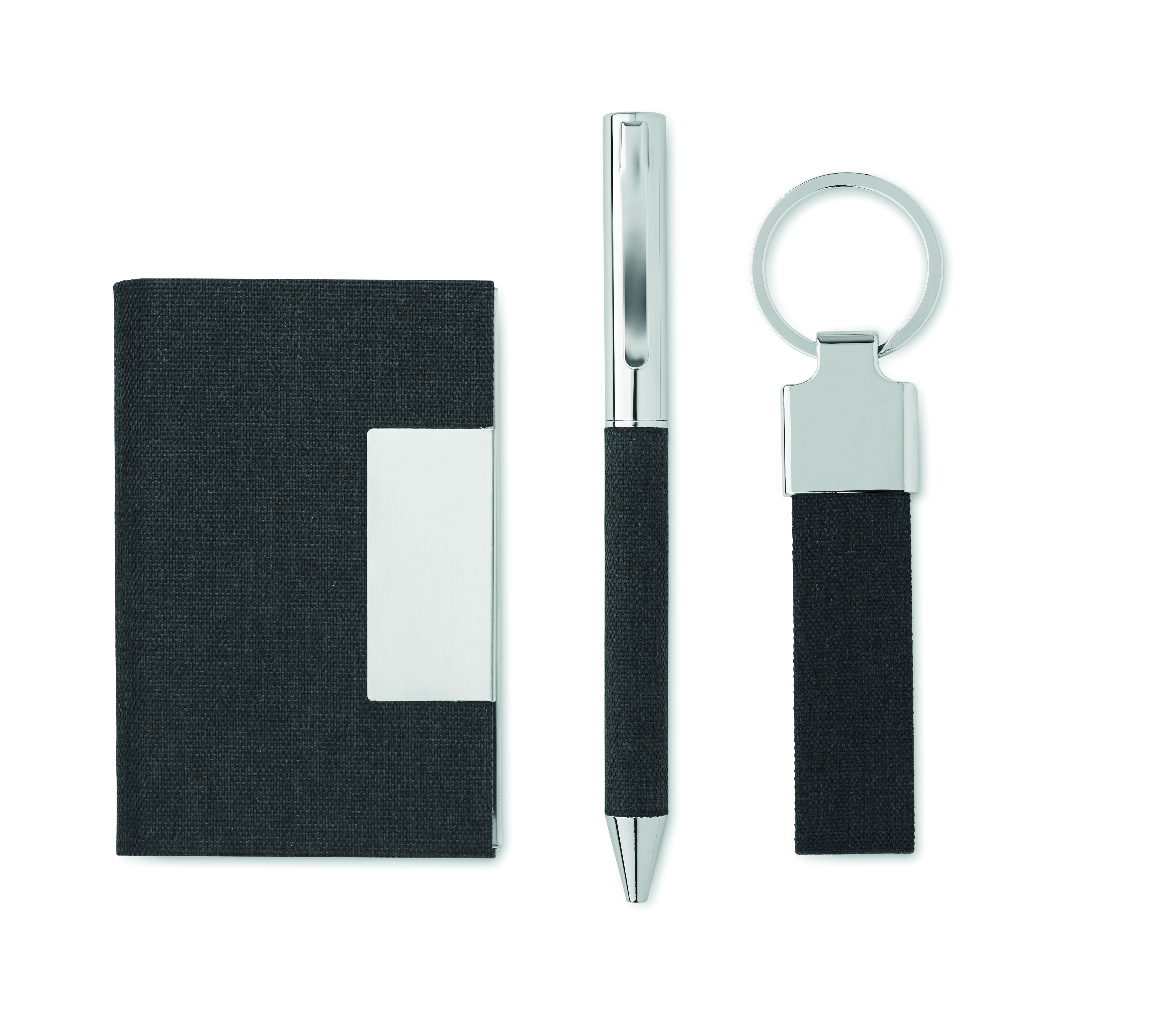 Geschenkset SCRIBI 3 – Metall-Kugelschreiber, Visitenkartenhalter & Schlüsselring