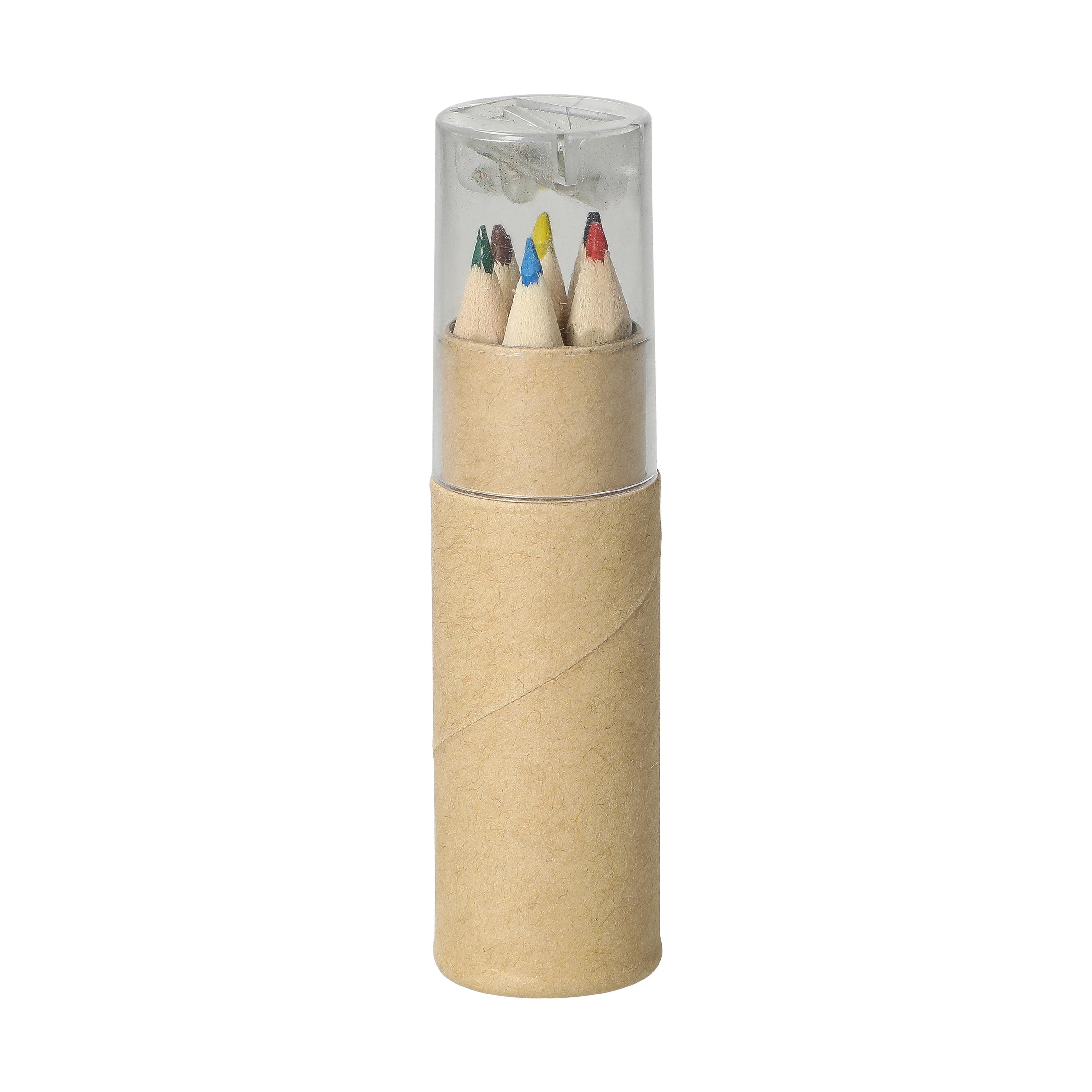 Buntstifte-Set Sharpener 6er Holz mit Spitzer - Werbeartikel bedruckbar