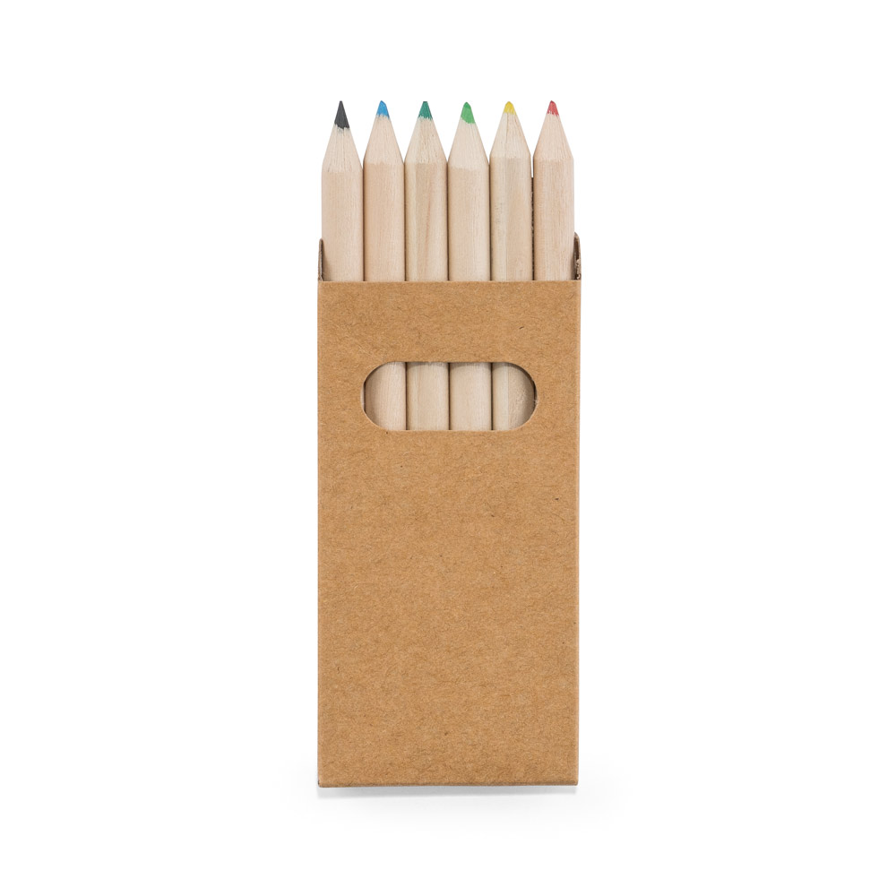 BIRD Buntstift-Set Werbeartikel – 6 Holzbuntstifte in Kartonschachtel