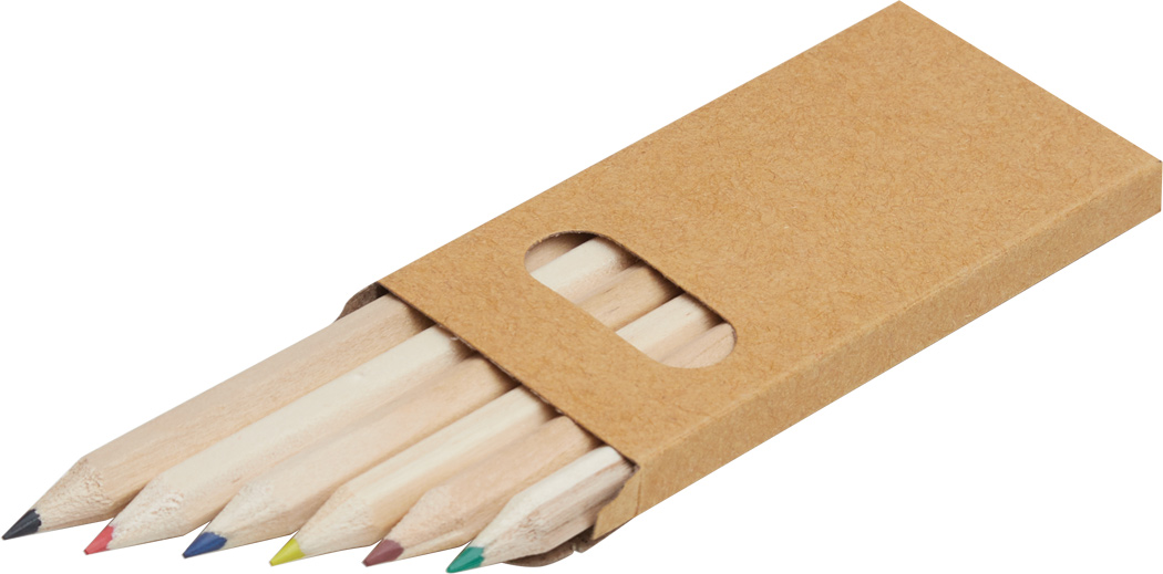 Buntstifte TINY TREE aus Holz, 6er-Set in Box – Werbeartikel bedruckbar