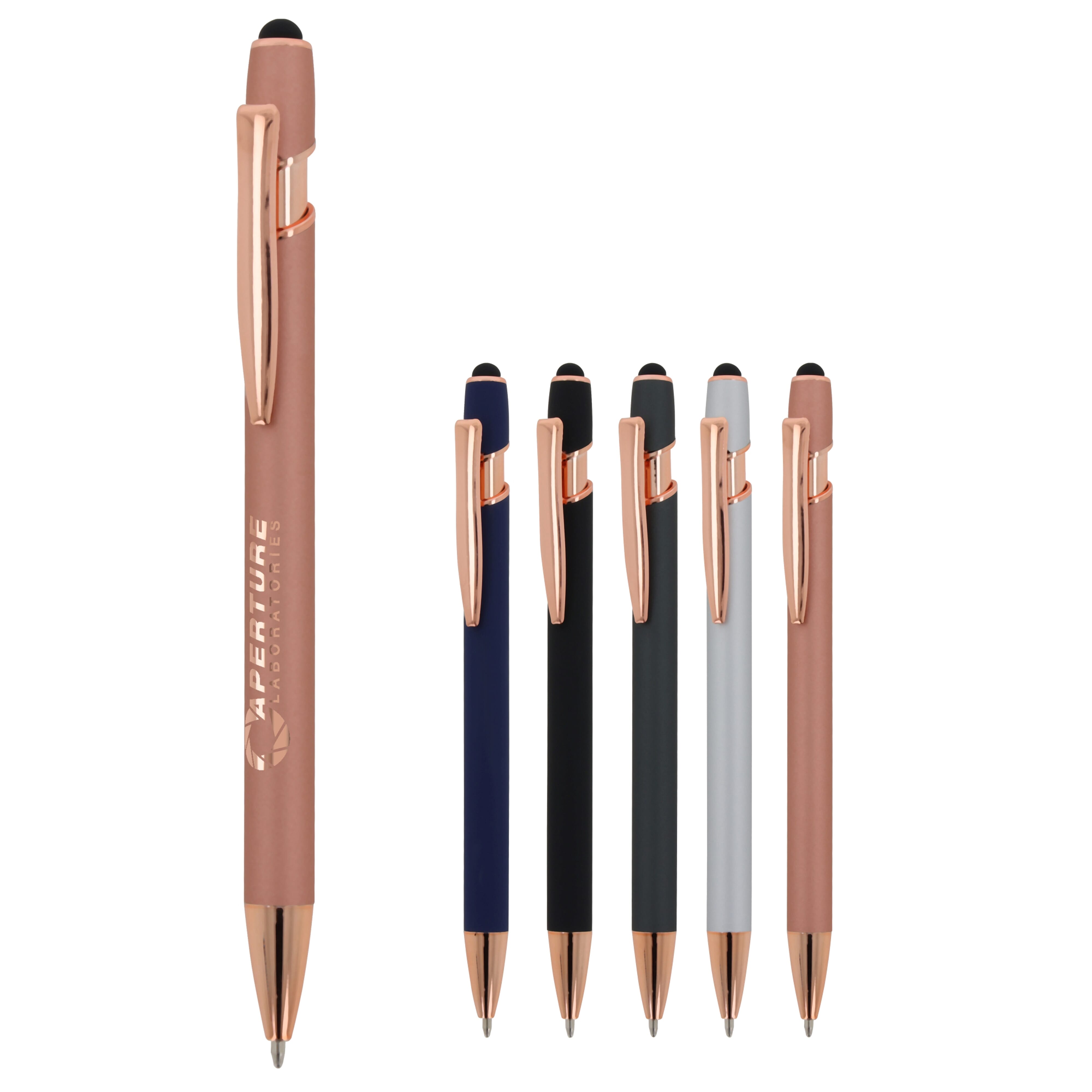 Kugelschreiber Paris Deluxe Metall gummiert mit Stylus, Werbeartikel