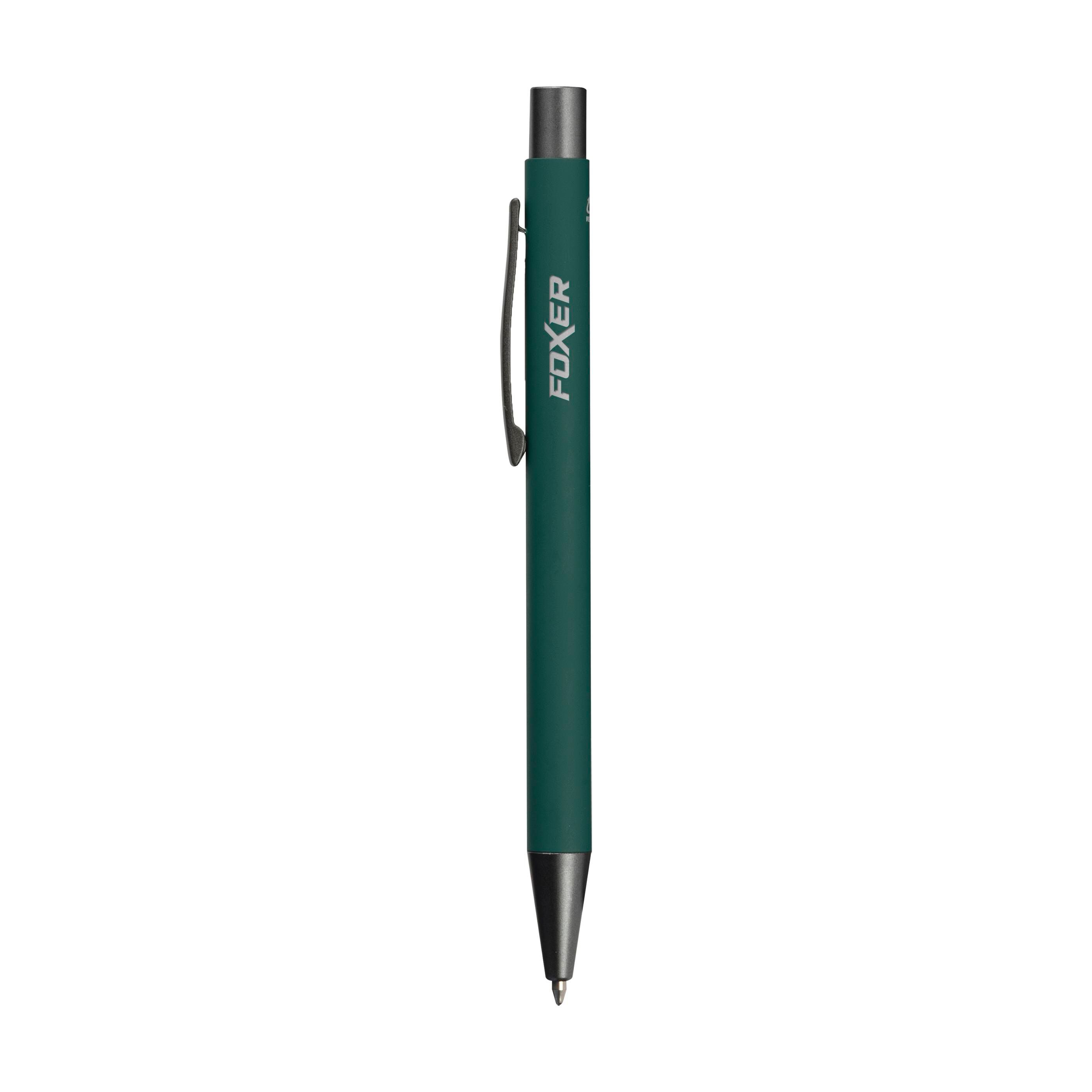 Kugelschreiber Brady aus recyceltem Aluminium, Soft Touch, bedruckbar